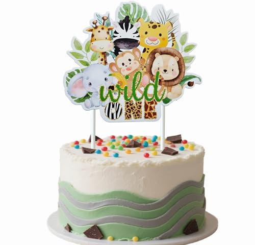 HSC Wild One Cake Topper 1st Birthday Cake Decorations Wild One cake decorations - Jungle Safari Animal Party Topper Unique Animal Design