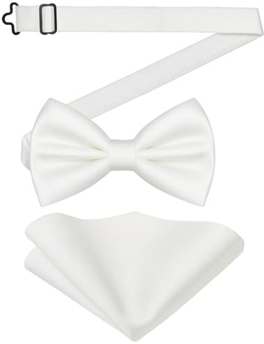 URAQT Fliege, Set Einfarbig Fliege mit Einstecktuch, Fliegen für Herren Einstellbar, Elegantes Set für Hochzeit, Business, Party, Männer Accessoire
