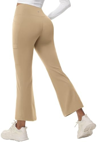 baleaf Pantaloni Leggings foderati in pile da donna termici svasati resistenti all'acqua con tasche con zip per passeggiate invernali ed escursionismo, S