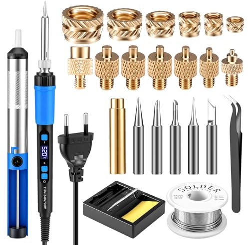 Ghekkli Fer à Souder 90W Intelligent avec Affichage Numérique - Kit Complet de 138 Pièces(M2/M3/M4/M5/M6/M8/936) pour Soudure, Insertion d'Écrous et Imprimantes 3D
