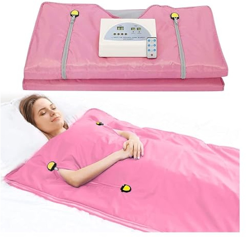 Manta ponderada mejorada, mantas digitales for mujeres, moldeador corporal for pérdida de peso, manta calefactable for Sauna for bajar de peso y desintoxicación para relajarse(PINK)