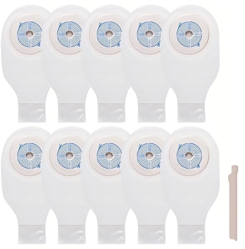 10 Sacche per Colostomia, Articoli per Stomia con Chiusura a Morsetto, Sacche Drenabili Monopezzo per La Cura Della Stomia da Ileostomia, Ritagliabili da 19 mm a 64 mm