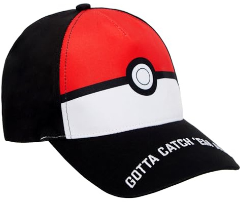 Pokémon Pokeball Justerbar basebollkeps för barn, svart, One Size