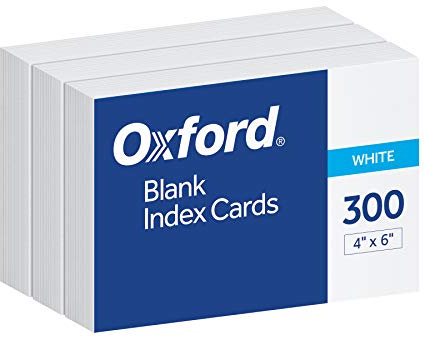 Oxford Blank Index Cards, 4 x 6, White, 300 Count (1 pack) (10002EE)