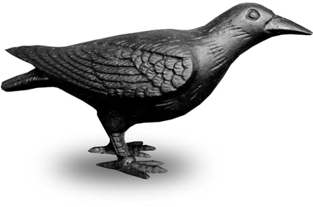 NACH Gusseisen Krähe Statue Kopf Up Rabe Große Gartenstatuen Krähe Garten Skulptur Vogel Figuren Home Decor Krähe Dekor Rabe Dekor Schwarz Vogel Statue 11,4 x 27,9 x 8,9 cm JS-90-7118