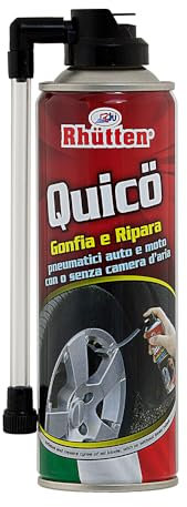 Rhutten, Quico, Bomboletta Spray Gonfia e Ripara Pneumatici Auto, Moto, Kit Gonfiaggio Gomme, 300ml