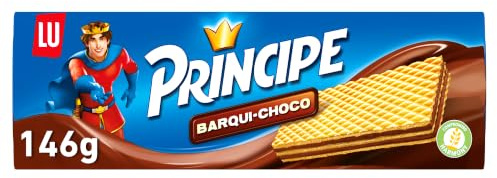 Príncipe Barqui-Choco Galletas Barquillo Rellenas de Finas Capas de Chocolate 145g | Barquillo relleno de chocolate con sabor irresistible y textura crujiente, ideal para meriendas y compartir