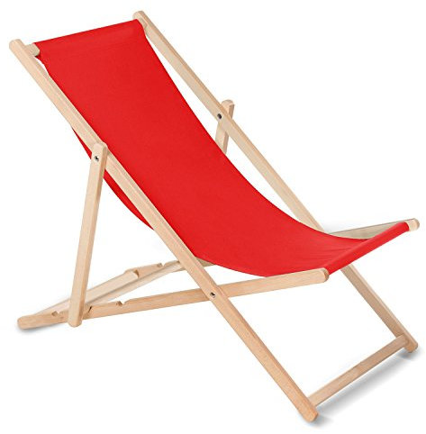 Sdraio in Legno Pieghevole Lettino Faggio Mare Piscina Giardino Diversi Colori (Rosso)