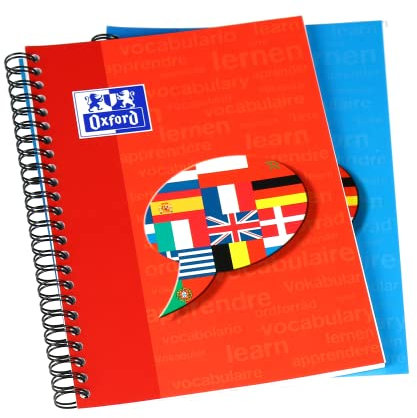 OXFORD 100102191 Vokabel-Coach Schule A5+ Vokabel-Collegeblock 2 Spalten - clever Vokabeln lernen - Zufallsfarbe, kein Farbwunsch möglich - Vokabelheft Ringblock Spiralblock
