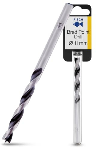 Fisch Brad Point Drill Bits (11mm x 142mm) - Premium Drill Bits for Soft, Hard, Veneered and Laminated Wood, MDF and Acrylic Glass - Beveled Edge for Fast, Easy Cutting - FSF-004110 - Made in Austria