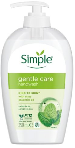 Simple Kind to Skin Moisturising no soap, artificial perfume or colour Handwash suitable for all skin types 250 ml