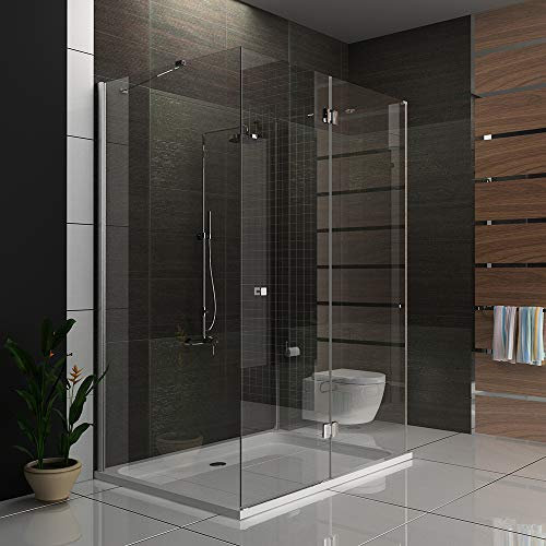 Alpenberger Duschkabine 140 x 100 Eckeinstieg | Glastür Duschwand für Dusche | Duschtür und Seitenteil | Duschabtrennung Duschglaswand aus Sicherheitsglas | Eckduschkabine