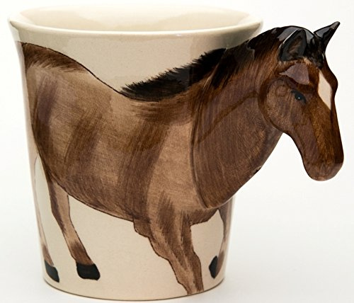Pferde Tasse Tier Becher Geschenke aus Keramik Deko für Pferdeliebhaber Pferd 14 cm x 9 cm x 13 cm