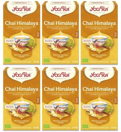 Yogi Tea Himalaya Bio - Infuso Ayurvedico - Miscela di Zenzero, Finocchio e Cannella - Senza Caffeina - Confezione da 6x17 bustine (102 bustine in totale)