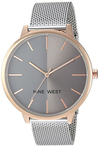Nine West Women's Mesh Bracelet Watch Silver/Gold