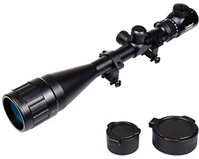 Goetland Gewehr Zielfernrohr 6-24x50 AOEG Airsoft Rangerfinding Rot Grün Fadenkreuz mit Montage Ringe SFP für Taktische Jagd Armbrust Luftgewehr Sportschützen