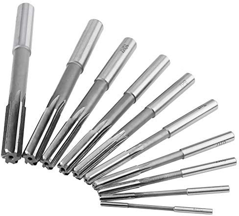 Maschinenreibahle, 3/4/5/6/7/8/9/10/11/12 mm Schnellarbeitsstahl HSS Maschinenreibahle H7 Gerade Flöte Fräser Set, 10 stücke