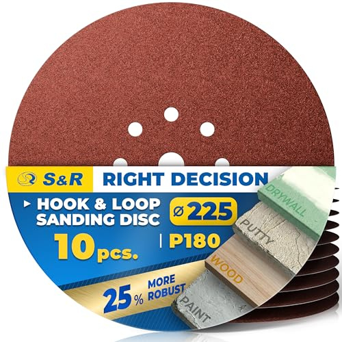S&R Schleifpapier 225mm, Schleifscheiben 225mm, Schleifgitter 225 mm klett | Trockenbauschleifer Schleifpapier, Schleifpapier 225, schleifteller 225 mm, Schleifpapier Giraffe, Klett, P180, 10 Stück