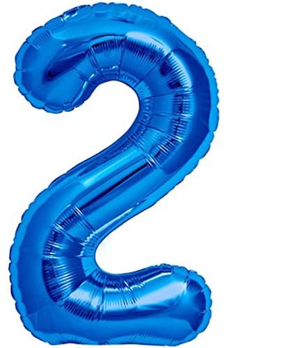 Luftballon 2. Geburtstag Zahl 2 Blau XXL Riesen Folienballon 100cm Geburtstagsdeko Jungen Ballon Zahl Deko zum Geburtstag. Fliegt mit Helium.