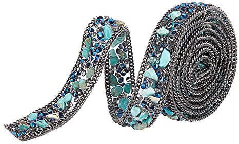 PH PandaHall 1m Kristall Strassband Zum Aufnähen, 16mm Diamant Glitzernde Band Aufbügeln Eines Strassband Türkisfarbenes Glitzerband Für Karneval DIY Hochzeit Brautkleid Schuhe Dekor, Metallgrau