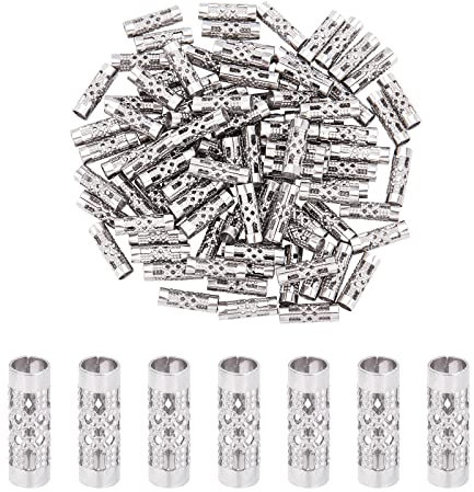 UNICRAFTALE Über 100pcs Edelstahl Rohrperlen 4mm Durchmesser Hohl Rohr Spacer Perlen 12mm Lang Europäische Perlen Säulen Perlen Metall Abstandsperlen Hohle Zwischenperlen Für DIY Schmuckherstellung