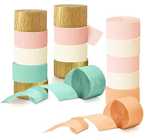 Krepppapier Band, 16 Stück Krepppapier Rollen, Krepppapier, Krepp Papierrolle, Krepp Bänder, Dekoration für Lernveranstaltungen Hochzeiten Geburtstagsfeiern Weihnachten