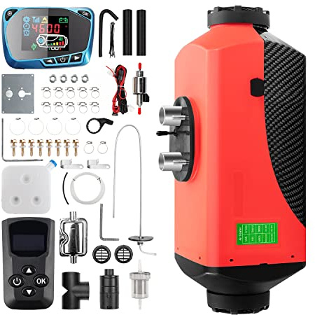 1inchome Riscaldamento a Diesel, Riscaldamento a veicolo fermo Diesel, 12 V Riscaldatore d'aria, 2 KW/5 KW/8 KW Riscaldamento a Diesel con silenziatore, LCD Interruttore e Telecomando per Auto, RV
