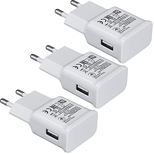 3-Pack USB Ladegerät Netzteil Fast Charger Ladestecker Kompatibel mit Samsung Galaxy S21 S20 S10 S9 S8 S7 Plus, Note 8 9, A13 A14 A15 A25 A34, iPhone 11 Pro/X 8/7, Ersatz-Original Schnellladegerät