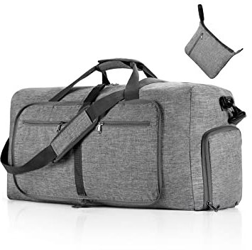 CORIOS Borsone da Viaggio Uomo/Donna 115L Pieghevole Borsa Sportiva Grande Bagaglio a Mano con Scomparto Scarpe Borsone Palestra Ultra-Leggero Piscina Palestra Weekender Pernottamento Grigio