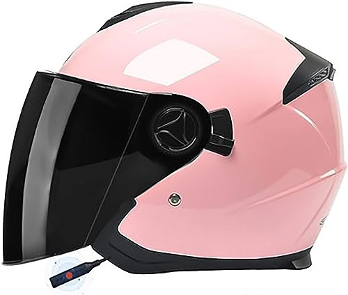 Kcolic Bluetooth Casque Moto Jet avec Double Visière Microphone Intégré Casques Moto Casque Scooter Ouvert Casques Moto pour Hommes Femmes Dot/ECE Homologué F