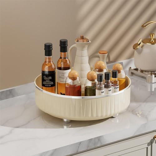 OWKAY Luxury Swivel Shelves Light Kitchen Carousel Clear Spice Bottle Spice Rack Spice Rack Living Room Desk Organizer