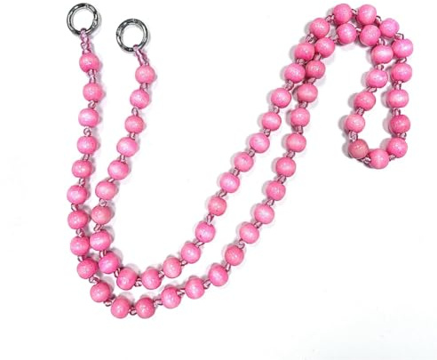 Rockreyoa Holzperlen Handykette zum Umhängen Universal Perlenkette Handyschnur Schlüsselband Handy Lanyard Anhänger Schlüsselkette Personalisierte Smartphone Necklace für Damen und Mädchen Rosa