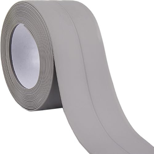 CRASPIRE Sealant Bathroom Tape Waterproof Self Adhesive Caulk Strip Sealing Corner Caulking Grey for Wall Floor Kitchen Corner Protector Decorative Edge Bathtub Shower Sink 3.2m x 36mm