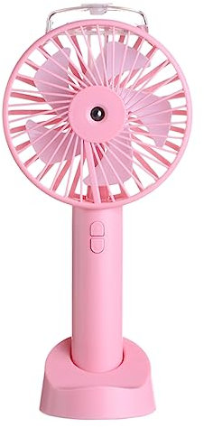 Amosfun Ventilateur Mini Portatif à Brumisation Rechargeable par USB pour Voyage et Extérieur Rose