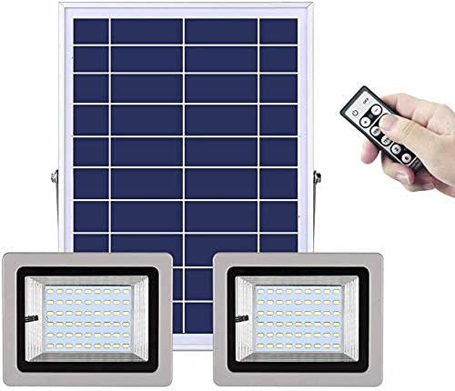 Proiettore a LED Proiettore solare a LED con telecomando | Luce da lavoro di sicurezza dimmerabile impermeabile IP 65 con luminosità e temporizzazione per illuminazione esterna (Colore : 63Led)