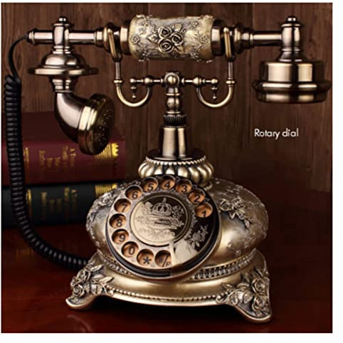 TSMBIKE Téléphone Antique européen téléphone Fixe Maison rétro téléphone créatif à l'ancienne Carte sans Fil Plateau tournant téléphone de Mode, téléphone Filaire avec recomposit