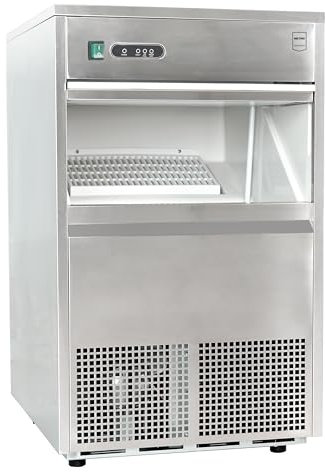 METRO Professional Macchina per cubetti di ghiaccio GIM1050B, acciaio inox, 260 W, 50 kg/24 h, cubetti a forma di proiettile, argento (60.4 x 49.8 x 83.1 cm)