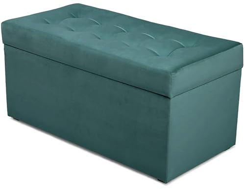 MG Design Polsterhocker 45 x 90 cm Petrol mit großem Stauraum (ca. 100 L), bis 300 kg belastbar, weich mit dezentem Schimmer, pflegeleicht – Wohnbereich, Schlafraum & Flur