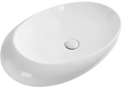 Lavabo da appoggio Mobile da bagno moderno ovale con lavabo da appoggio, mobile da bagno in ceramica bianca, lavabo con lavabo, lavabo artistico, elegante lavabo da bagno a forma di uovo Ideale per i