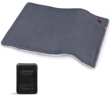 comfheat Tragbares Heizkissen mit Batterie, beschwertes Heizkissen wiederaufladbar für Reisen, 3 Wärmeeinstellungen, Schmerzlinderung für Rücken, Schulter, Bauch (30.5 x 40.6CM)