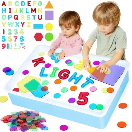 Yellcetoy Sensory Toys for Autism,Sensory Light Table Manipulatives and Accessories Preschool Educational Toys ADHD ASD for Home School