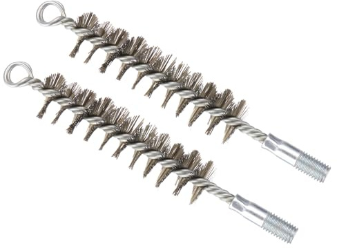 PATIKIL 32mm Dia Bore Brush, 2Pcs Stainless Steel Twisted Wire Cleaning Brush Round Cylinder Pipe Cleaner with 12mm Spiral Shank for Tubes, Ports, Bearings, Drill Driver, Silver Tone
