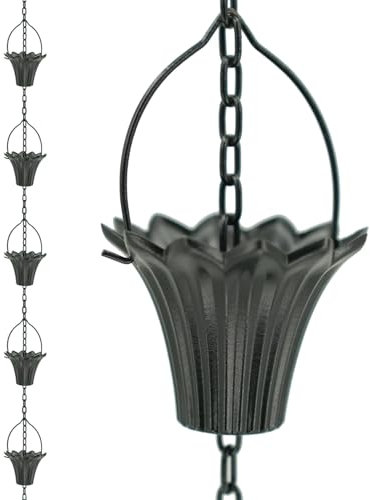 DFTDFYXYRegenführungskette Regenkette Regenketten Für Dachrinnen Regenketten Für Fallrohre Kanalverbindung Dekorative Regenkette Mit Haken Und Festen Ankern Für Dachrinne,Traufen,1m(3.2ft)