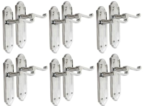Ashford Chrome Internal Latch door Handles - 4-Pair Chrome Handle Set