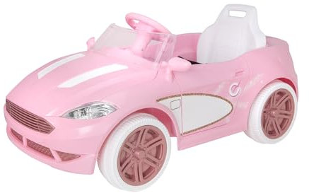 EVO Electric Ride-On Pink Car | Battery Operated Dream Coupe Car Ride-On | 6V Battery Powered Kids Ride-On Car With Working Headlights, Pedal Driven Forward, Reverse & Engine Sound Effects Toy | 3+