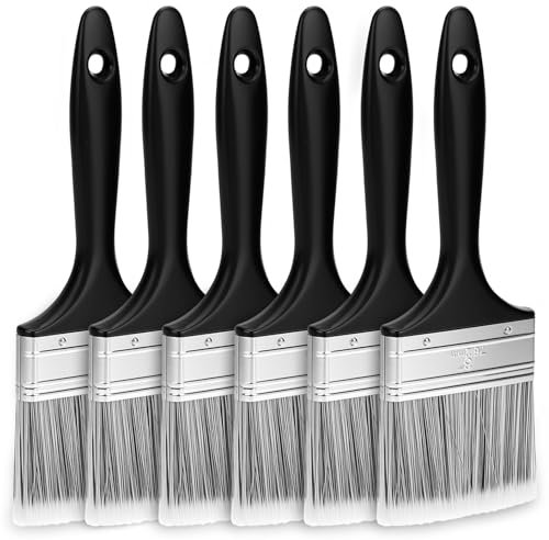 QWORK® 6-teilig Flachpinsel-Set, 75 mm Malerpinsel mit Kunststoffgriff, für Präzise Malarbeiten und Lackieren