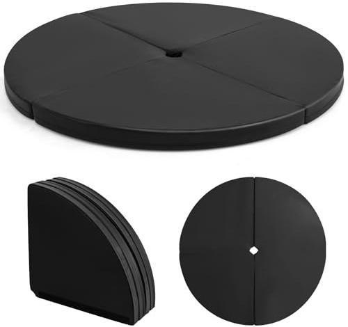 GYMAX Portable Round Dancing Pad Crash Mat with EPE Foam, Gymnastic Exercise Yoga Fitness Safety Mat, 150 x 7.5cm (Dark)