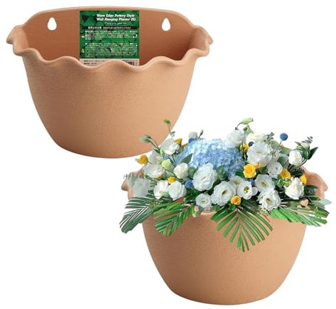 Wall Planter, Garden Pot Pipe Set of 2, 12.01x8.66x6.89 inches Decorative Wall Mounted Plant Pots, Space Saving Hanging Vessels for Indoor, Outdoor, Balcony & Garden Decor