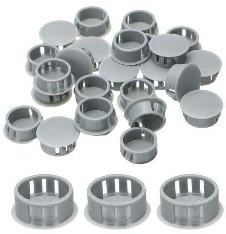 sourcing map 25pcs Nylon Plastic Hole Plugs, 4/5(20mm) Round Drill Screw Hole Plugs Covers Knockout Locking Plastic Plugs Insert End Caps for Kitchen Cabinet Furniture, Dark Gray