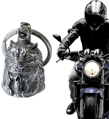 GGUFAY - Campanella della Fortuna dell'Angelo Custode in Forma di Testa di Morto - Guardian Bell - Biker Bell - Ideale per Motocicli, Biciclette, Chiavi, Borse a Schiena, Porte e Auto